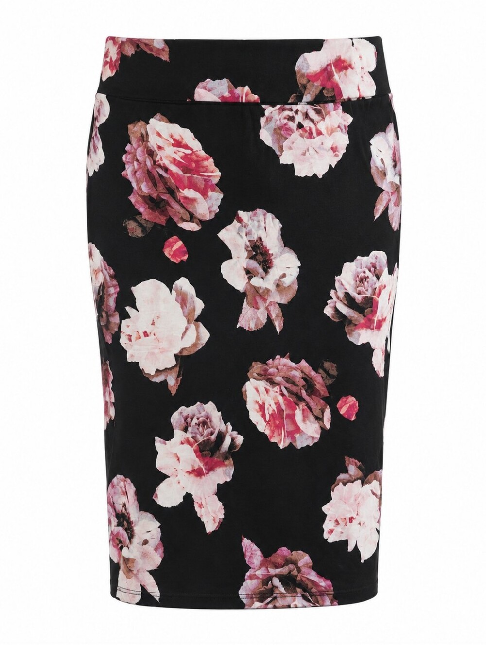 le chateau Black Pencil Skirt with Pink Floral Print Sz 18 NEVER WORN!